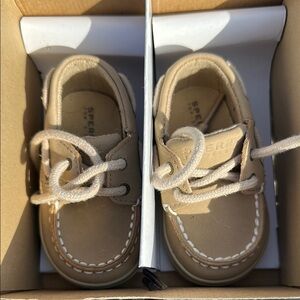 Sperry Tan Moccasins with Classic Boat Shoe Style